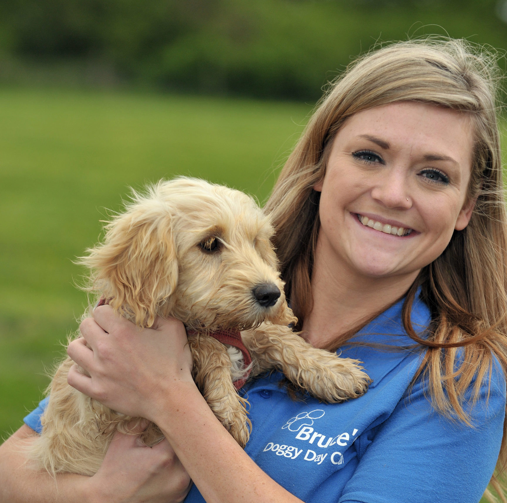 Lady holding a Cockapoo