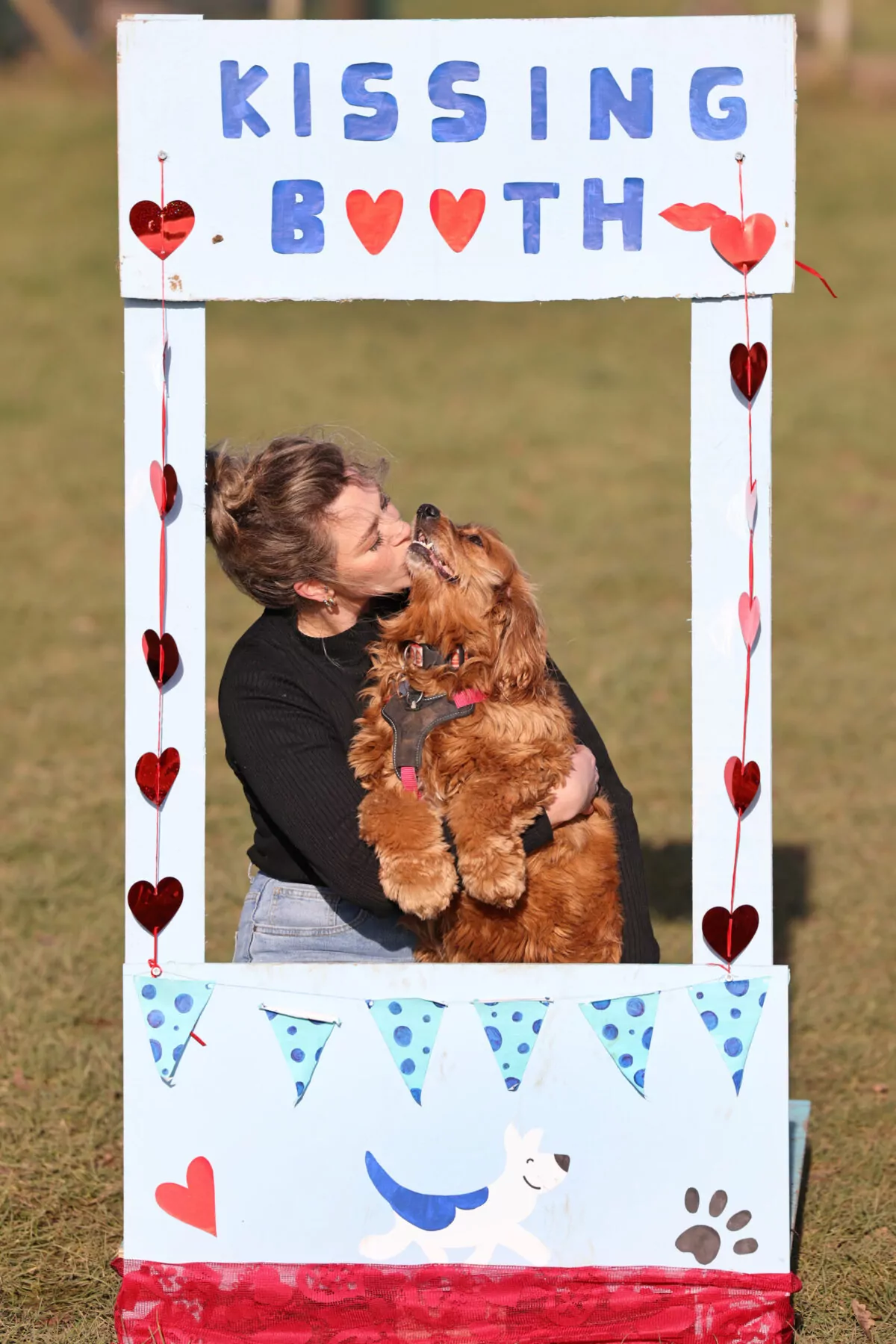 Doggy kissing booth photoshoot